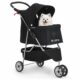 BestPet | 3-Wheel Pet Stroller | Dog and Cat Stroller | Breathable Mesh | Lightweight Travel Carrier | Waterproof & Foldable Design | Storage Basket | Black | for Daily Walks & Outdoor Use product image