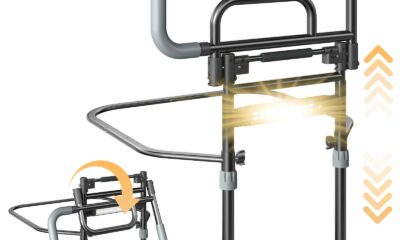 Bed Rails for Elderly Adults Safety, Foldable Bed Assist Rails for Seniors with Sensor Light & Storage Pocket, Adjustable Height, 180° One-Hand Folding Bed Side Rails Fit King Queen Full Twin product image