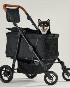 Medium Dog Stroller for Large Dogs, pet Stroller for Medium Dogs Up to 66lbs, All-Terrain with Adjustable Handle & Canopy, Sun Shades, Storage Organizer, Waterproof Oxford Fiber product image