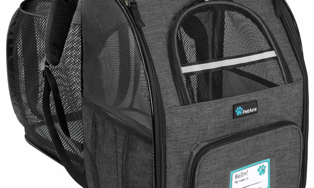 PetAmi Dog Cat Backpack Carrier, Expandable Pet Carrier Backpack for Travel Hiking, Small Medium Dog Puppy Large Cat Carrying Backpack, Airline Approved Ventilated Soft Back Support, 18 lbs, Dark Gray Charcoal product image