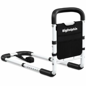 BigDolphin Adjustable Bed Rail for Seniors - ASTM Approved, 350 LBS Capacity, Overbed Table
