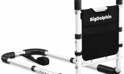 Bed Rails for Elderly Adults - ASTM Approved Adjustable Bed Cane with Non-Slip Ergonomic Handle & Storage Pocket, Bed Railings for Seniors Hold up to 350 LBS, Tool-Free Medium product image