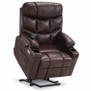 MCombo Power Lift Recliner Chair with Extended Footrest for Elderly People, Faux Leather 7287 (Dark Brown, Medium) Dark Brown Medium product image