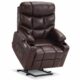 MCombo Power Lift Recliner Chair with Extended Footrest for Elderly People, Faux Leather 7287 (Dark Brown, Medium) Dark Brown Medium product image