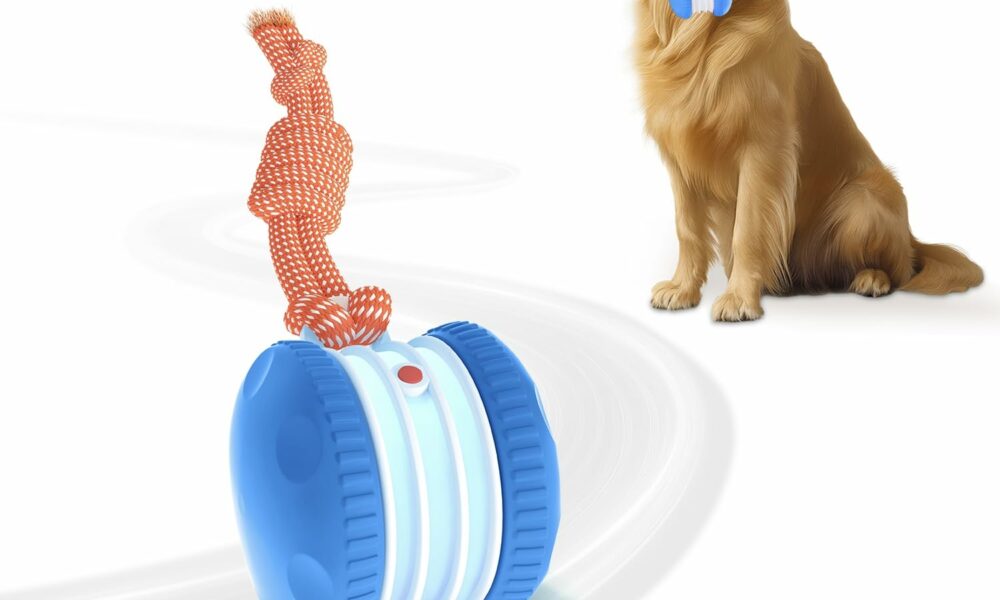 PJC Interactive Dog Toy – Automatic Electric Rolling Ball with Rope, Motion-Activated Play, Random Movement, Rechargeable, Ideal for Boredom Relief for All Dog Sizes product image