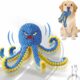 Interactive Dog Toys Octopus,Durable Automatic Jumping Dog Toy to Keep Them Busy,Squeaky Moving Tug of War Doggie Toy,USB Rechargeable,Not for Aggressive Chewers (Blue) product image