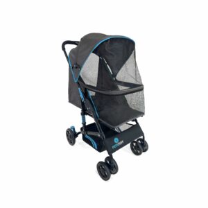 22” Buddy Buggies Foldable Pet Stroller - Shock Absorbing Frame with Storage - Machine Washable Fabric - Durable Mesh & UV Protected Retractable Canopy - Cat & Dog Stroller Up to 30lb Blue 22 Inch product image