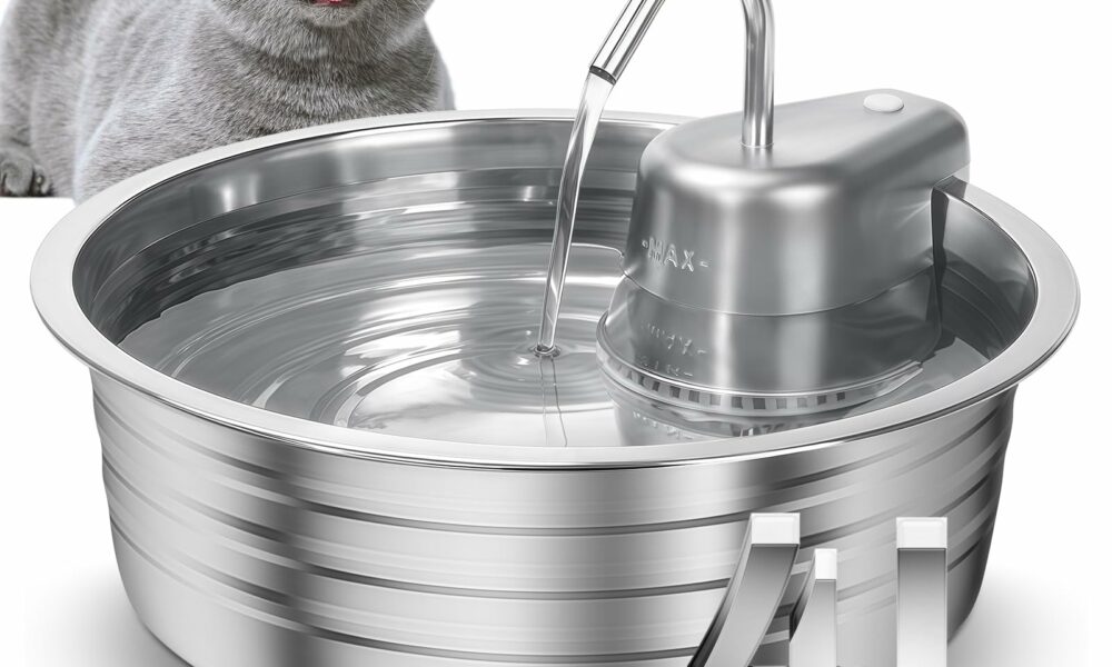Cat Water Fountain, 4L/135OZ Stainless Steel Pet Fountain Dog Water Dispenser Bowl Cat Drinking Fountains Watering Supplies with Ultra-Quiet Pump for Cats, Dogs, Multiple Pets Indoor product image