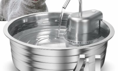 Cat Water Fountain, 4L/135OZ Stainless Steel Pet Fountain Dog Water Dispenser Bowl Cat Drinking Fountains Watering Supplies with Ultra-Quiet Pump for Cats, Dogs, Multiple Pets Indoor product image