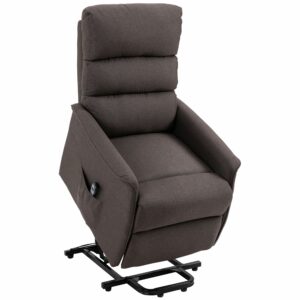 HOMCOM Power Lift Recliner Chair for Elderly, Easy Assembly, Fabric Lift Chair for Adults, Recliner Sofa with Remote Control, Side Pockets for Living Room, Brown product image