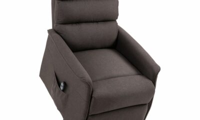 HOMCOM Power Lift Recliner Chair for Elderly, Easy Assembly, Fabric Lift Chair for Adults, Recliner Sofa with Remote Control, Side Pockets for Living Room, Brown product image
