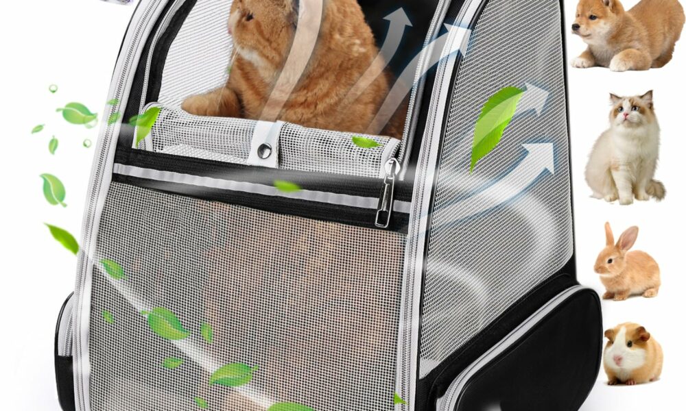 Lollimeow Cat Backpack Carrier, Ideal for Small Animals & Puppies, Airline Approved,Safe for Travel, Hiking, Vet Transport & Outdoor Use Fully Ventilated Design for Ultimate Comfort On-The-Go Mesh Black product image