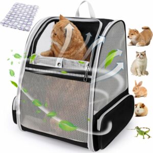 Lollimeow Cat Backpack Carrier, Ideal for Small Animals & Puppies, Airline Approved,Safe for Travel, Hiking, Vet Transport & Outdoor Use Fully Ventilated Design for Ultimate Comfort On-The-Go Mesh Black product image