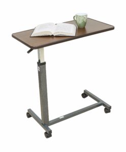 Essential Medical Supply Height-Adjustable Overbed Table with Locking Wheels
