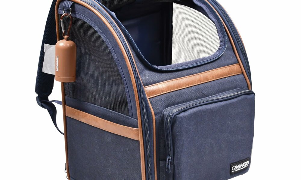 JESPET & GOOPAWS Pet Carrier Backpack for Dogs and Cats, Collapsible with Breathable Mesh Dog Backpack, for Hiking Travel Camping Outdoor Hold Pets Up to 25 Lbs (Navy Blue) 3-Navy Blue product image