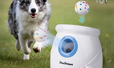 Pet Prime Upgraded Automatic Ball Launcher for Large Dogs,Rechargeable Dog Ball Thrower for Outdoor Exercise & Interactive Play,Adjustable 10-64ft Thrower with 6PCS 2.5" ETPU Balls,1 Dog Whistle Upgraded Maxi Ball Launcher（ETPU Ball） product image