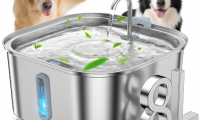 Dog Water Fountain for Large Dogs, 8L/2.1Gal Stainless Steel Pet Water Fountain with Water Level Window, Automatic Dog Water Bowl Dispenser for S-L Dogs and Multi-Pets DR070 8L Dog Fountain product image