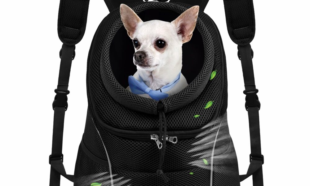 WOYYHO Pet Dog Carrier Backpack Small Dog Front Backpack Ventilated Dog Carrier Back Pack with Storage Pockets, Adjustable Straps & Safety Belt for Travel Hiking Outdoor(Size L: 10-14 lbs, All Black) 2-Solid Black Large(10-14lbs) product image