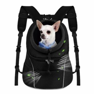 WOYYHO Pet Dog Carrier Backpack Small Dog Front Backpack Ventilated Dog Carrier Back Pack with Storage Pockets, Adjustable Straps & Safety Belt for Travel Hiking Outdoor(Size L: 10-14 lbs, All Black) 2-Solid Black Large(10-14lbs) product image