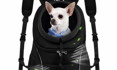 WOYYHO Pet Dog Carrier Backpack Small Dog Front Backpack Ventilated Dog Carrier Back Pack with Storage Pockets, Adjustable Straps & Safety Belt for Travel Hiking Outdoor(Size L: 10-14 lbs, All Black) 2-Solid Black Large(10-14lbs) product image