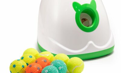 Automatic Ball Launcher for Dogs, Dog Fetch Ball Thrower Launcher, 4 Adjustable Distances, Interactive Pet Self Playing for Small Dogs and Puppies with 10 Balls (2 inches) Launcher-Green product image