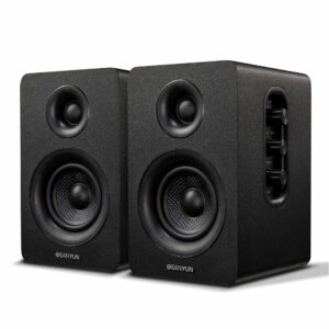 Sanyun SW208 3" Active Bluetooth 5.0 Bookshelf Speakers – 60W Carbon Fiber Speaker Unit - Built-in 24bit DAC - Dynamic 3D Surround Sound – 2.0 Computer PC Monitor Gaming Speakers (Pair, Black) Black 3" product image