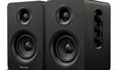 Sanyun SW208 3" Active Bluetooth 5.0 Bookshelf Speakers – 60W Carbon Fiber Speaker Unit - Built-in 24bit DAC - Dynamic 3D Surround Sound – 2.0 Computer PC Monitor Gaming Speakers (Pair, Black) Black 3" product image