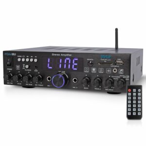 Pyle Wireless Bluetooth Home Stereo Amplifier- Multi-Channel, 200W Power Amplifier, Home Audio Receiver System w/ Optical/ Phono/ Coaxial, FM Radio, USB/SD,AUX, RCA, Mic in, Antenna, Remote- PDA4BU.5 9 Input Amplifier System product image