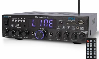 Pyle Wireless Bluetooth Home Stereo Amplifier- Multi-Channel, 200W Power Amplifier, Home Audio Receiver System w/ Optical/ Phono/ Coaxial, FM Radio, USB/SD,AUX, RCA, Mic in, Antenna, Remote- PDA4BU.5 9 Input Amplifier System product image