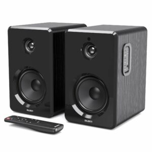 Majority D40 Active Bookshelf Speakers | Powered Stereo Studio Speakers | Powerful Amplified 2.0 Channel Sound | Bluetooth, Optical, RCA, USB & Aux Playback | Digital Controls | HiFi Speakers product image