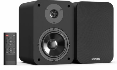BESTISAN Bluetooth Bookshelf Speakers, Powered Computer Speakers with 4 Inch Woofer, TV Speakers with Optical/RCA/USB/Sub Out for PC and Turntable product image