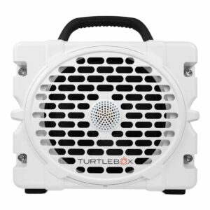 Turtlebox Grande: Loud! Outdoor Portable Bluetooth 5.4 Speaker | Rugged, Waterproof, Ultra-Portable | Plays to 126db, Deep Bass, Shockproof, Unlimited Pairing for Full Stereo Experience, White White Black Handle product image