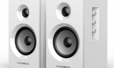BT16 60W Powered Bookshelf Speakers, HiFi Computer Gaming Monitors with Bluetooth 5.3 & 24-Bit USB DAC, 3.5" Woofer, 1" Silk Dome Tweeter, Adjustable Bass/Treble - White product image