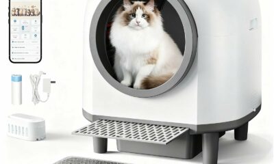 Self Cleaing Litter Box for Multiple Cats, 88L Large Smart Automatic Cat Litter Box with App Control, Health Monitoring, Integrated Safety Sensors, Odor Removal, Mat, Liners (White) product image