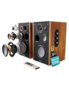 Majority Powered Bookshelf Speakers | 5.3 Bluetooth Stereo Speakers | 100W Active Bookshelf Speakers | Powered Studio Monitor Speakers with Xtra Bass & 3 Drivers D100 product image