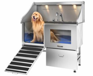 POLIMO 50-Inch Stainless Steel Dog Wash Station with Ramp