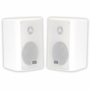 Acoustic Audio by Goldwood AA351W 2 Way High Performance Indoor Outdoor 500W Speakers with Powerful Bass (1 Pair, White) White Speakers product image