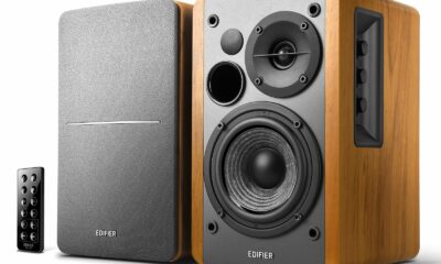 Edifier R1280DB Powered Bluetooth Bookshelf Speakers - Optical Input - Wireless Studio Monitors - 4 Inch Near Field Speaker - 42w RMS - Wood Grain product image