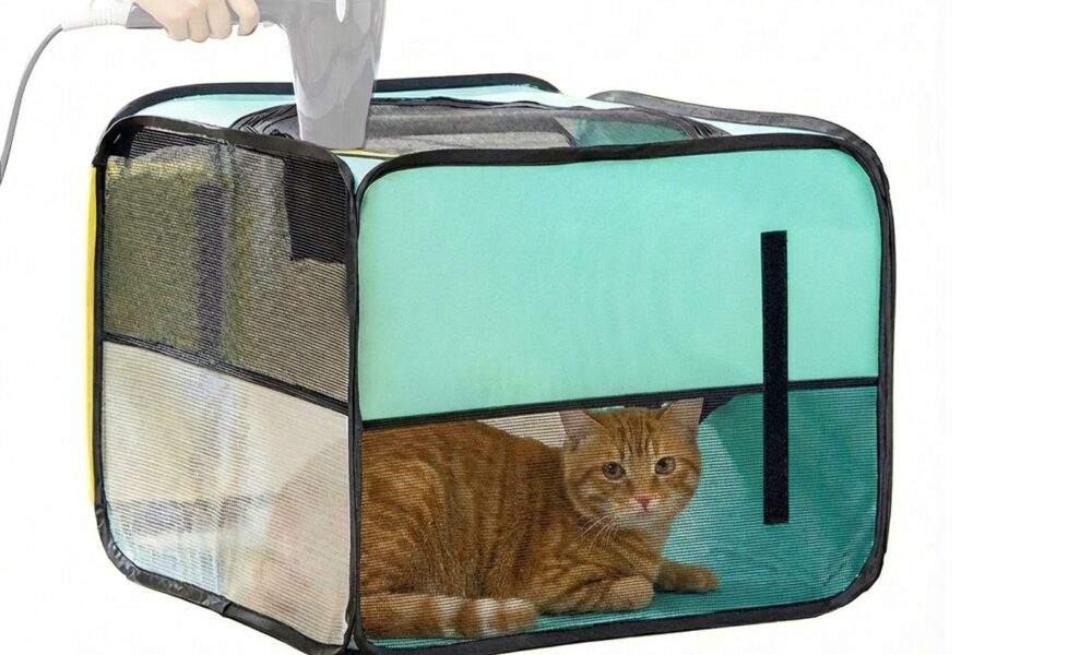 AiVIE Pet Hair Drying Box for Grooming, Foldable Dog & Cat Dryer Crate, 20.5x20.5x15.7 Portable Blowing Dry Pet Hair Box Cat Cage Kennel for Small Medium Pet,Stress-Free at Home and Travel with Pets product image