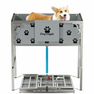 Foldable Elevated Dog Bathtub with Drain 300 lb Capacity Portable Pet Shower Wash Station for Bathing Grooming Small Medium and Large Dogs, and Indoor Outdoor Use (2 PVC-TUB-L) product image