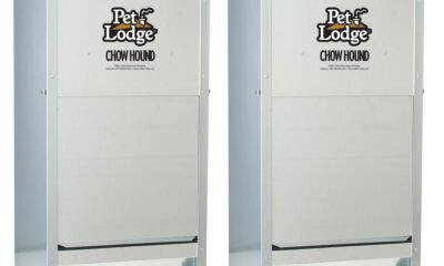 Little Giant Chow Hound 25 Pound Capacity Heavy Gauge Steel Indoor and Outdoor Dry Food Automatic Dog Feeder, Pack of 2, Silver product image