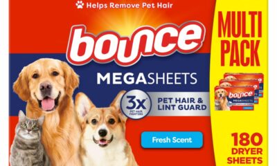 Bounce Pet Hair and Lint Guard Mega Dryer Sheets with 3X Pet Hair Fighters, Fresh Scent, 180 Count Fresh 180 Count (Pack of 1) product image