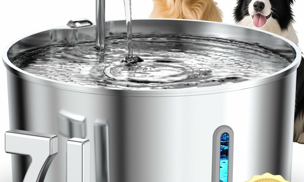 Dog Water Fountain for Large Dogs, 7L/236oz Stainless Steel Dog Fountain Water Bowl, Automatic Dog Water Bowl Dispenser Faucet Spout product image