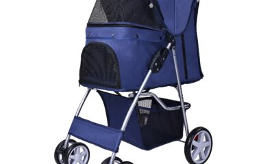 Elevon Pet Stroller, 4 Wheels Multifunction Dog Cat Stroller, Folding Portable Travel Stroller with Detachable Carrier, Suitable for Medium Small Dogs Cats, Blue Navy product image