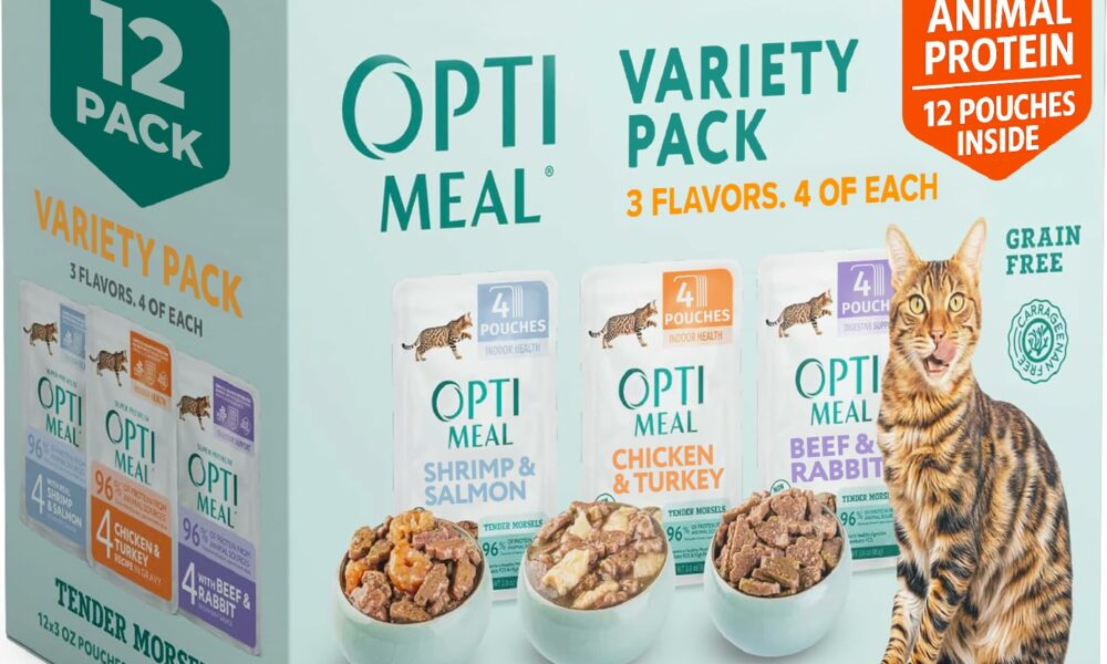 Optimeal Wet Cat Food Variety Pack - Grain Free Tender Morsels, High Protein Premium Nutrition Made with Natural European Ingredients in Savory Gravy, Adult Cat Food Wet Pouches 3oz Pouch (Pack of 12) Variety Pack 3 Ounce (Pack of 12) product image