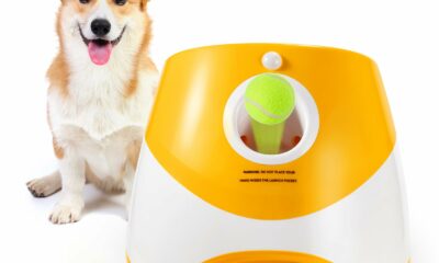 Best Automatic Ball Launcher for Dogs, USB Rechargeable Power - Indoor & Outdoor Dog Ball, Interactive Dog Fetch Tennis Ball Launcher Machine Toy for Small and Medium Dogs Comes with 3 Tennis Balls Orange product image