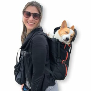Maxine One Dog Backpack Carrier for Medium Dogs by Little Chonk | Adjustable & Ergonomic Front Facing Dog Carrier Backpack | Bult to be Safer | Pet Backpack Carrier, Featured in Wired Magazine - Black Bark After Dark Black Maxine One Medium product image