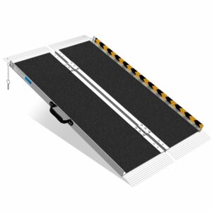 4FT Portable Wheelchair Ramp, Non-Slip Aluminum Folding Handicap Ramp, Ramps for Wheelchairs for Home with Handle, Wheelchair Ramps for Home Steps/Stairs/Threshold/Doorways/Scooter, 600LBS Capacity 4FT (Usable height 4-12 inch) product image