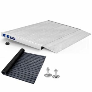 Threshold Ramp for Wheelchairs, 1.6-4.7" Rise and 24"×36" Platform Aluminum Wheelchair Ramp, Door Threshold Ramps with a Non-Slip Thick Door Mat 24x36in & 1.6-4.7" Rise Adjustable product image