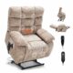 Oversized Power Lift Recliner Chair for Elderly, Dual Motor Lay Flat Recliner Big Chair with Massage and Heating, Chenille Electric Recliner Chairs for Living Room, Medium-Firm, Beige product image